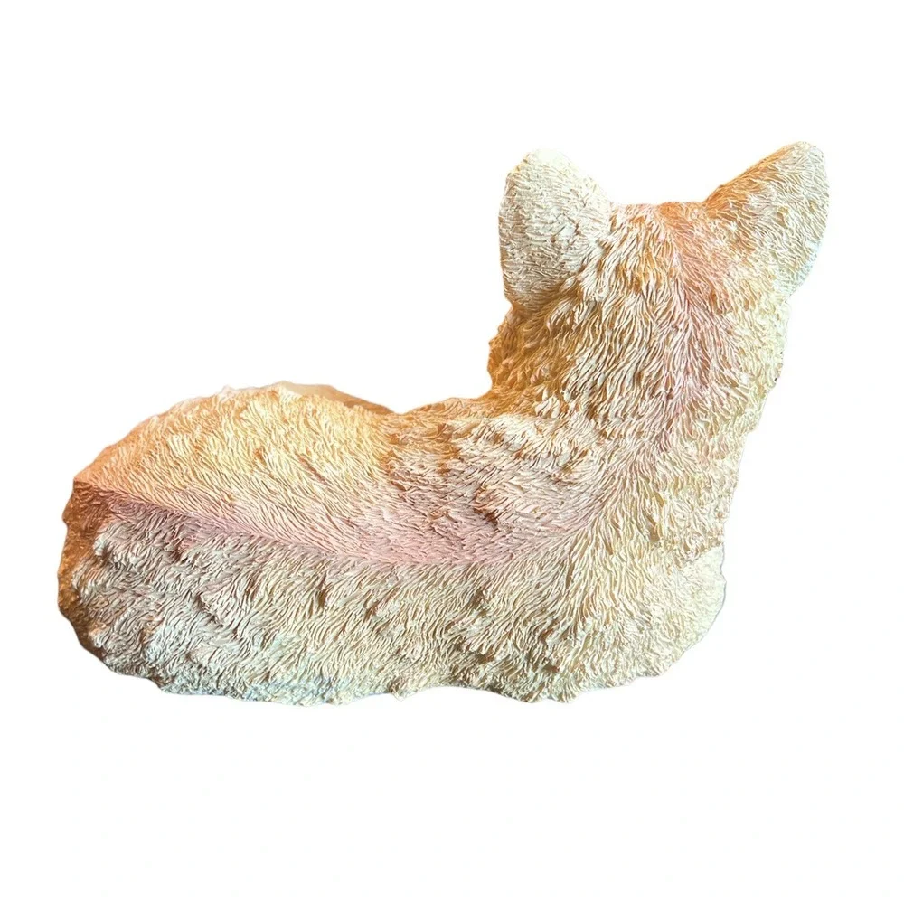 Vtg Hand-Painted Cat Kitten Orange Tabby Cat‎ Figurine Statue Lying Down - EUC